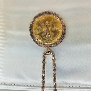 14K Gold Bola Coin 50 Pesos Pendant